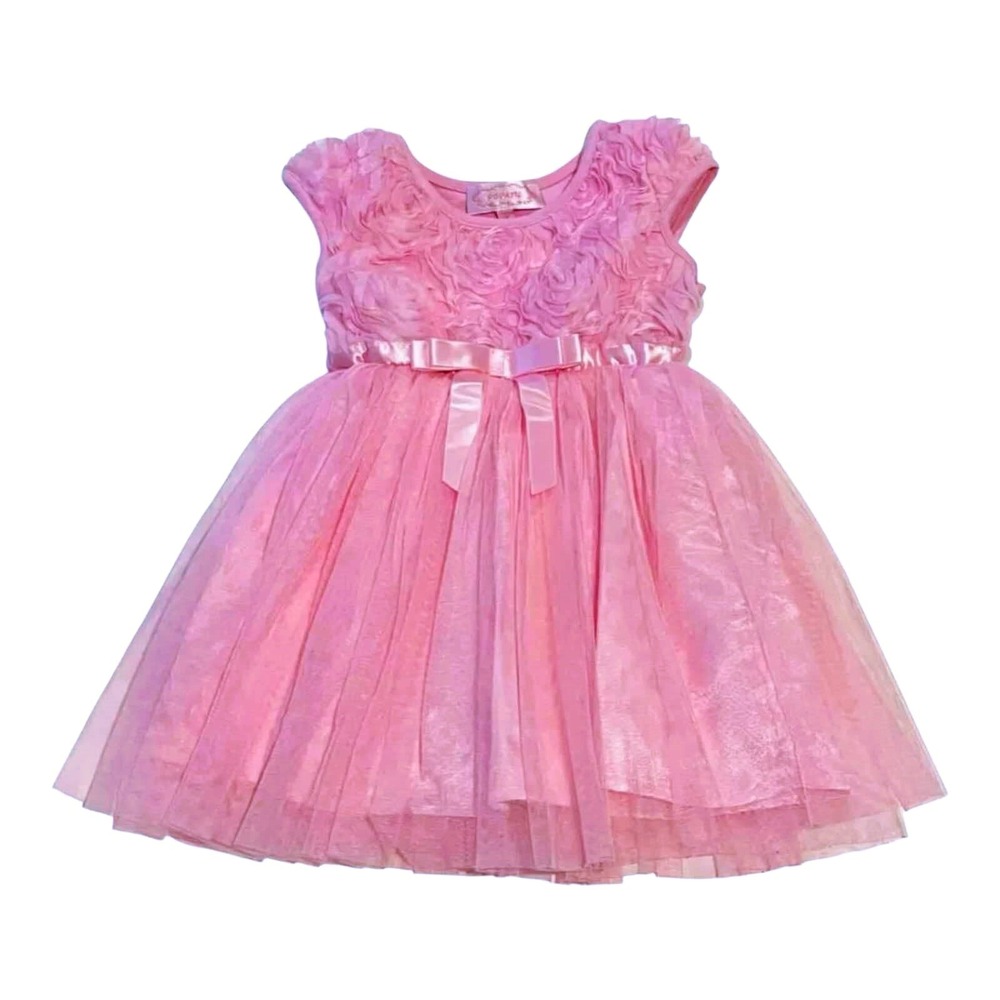 EUC Popatu Girls Size 3T Pink Roses Sleeveless Valentine Party Dress